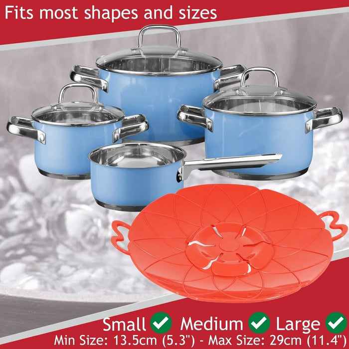 Pan Lid Spill Stopper Silicone Pot Steamer Saucepan Anti Boiling Overflow Protector Covers (Pack of 3)