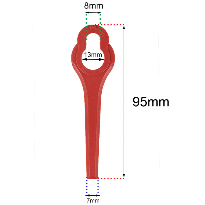 Plastic Blades for ALDI Ferrex Cordless Grass Trimmer 20v 40v Pack of 30 Red