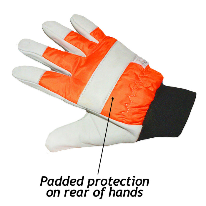 Large Chainsaw Gloves Hi Vis Work Glove Safety Both Hands Protected Size 10