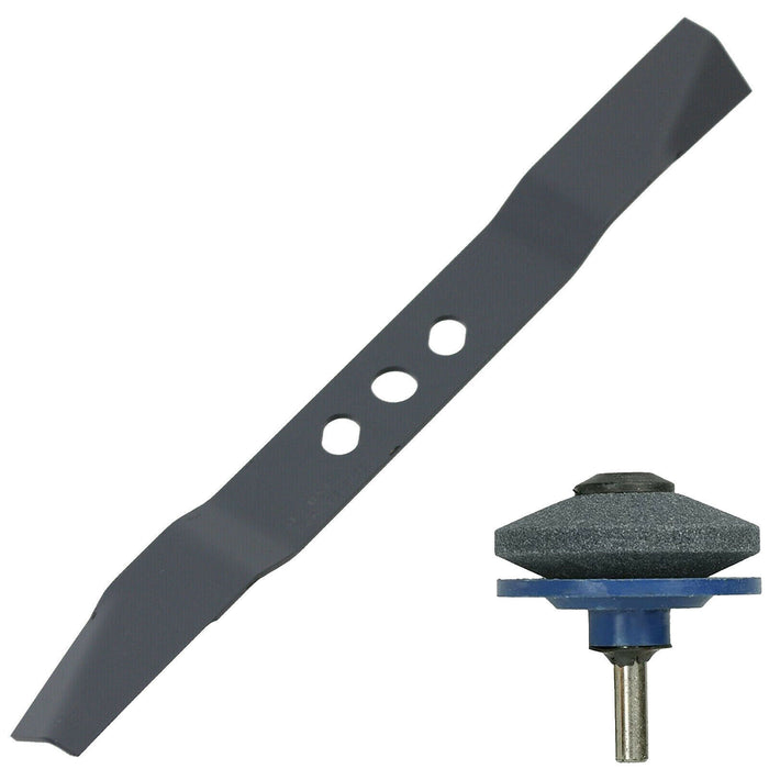 Metal Blade for B&Q FPLMP99 2015 Lawnmower Mower 40cm + Drill Sharpener